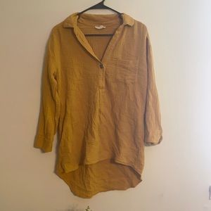Textured Yellow Blouse with Pocket